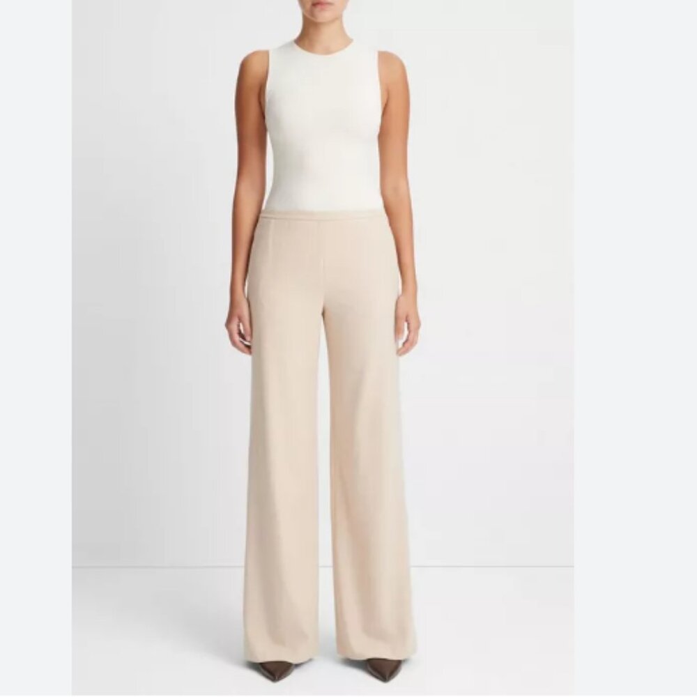 VINCE Pants Womens Size Small Tan Straight Leg Pleated Front Pull On Trousers